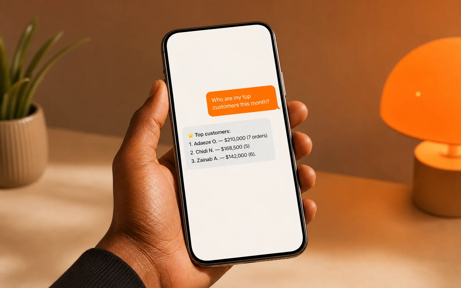 Merchant using Commerce AI with Flutterwave from a smartphone