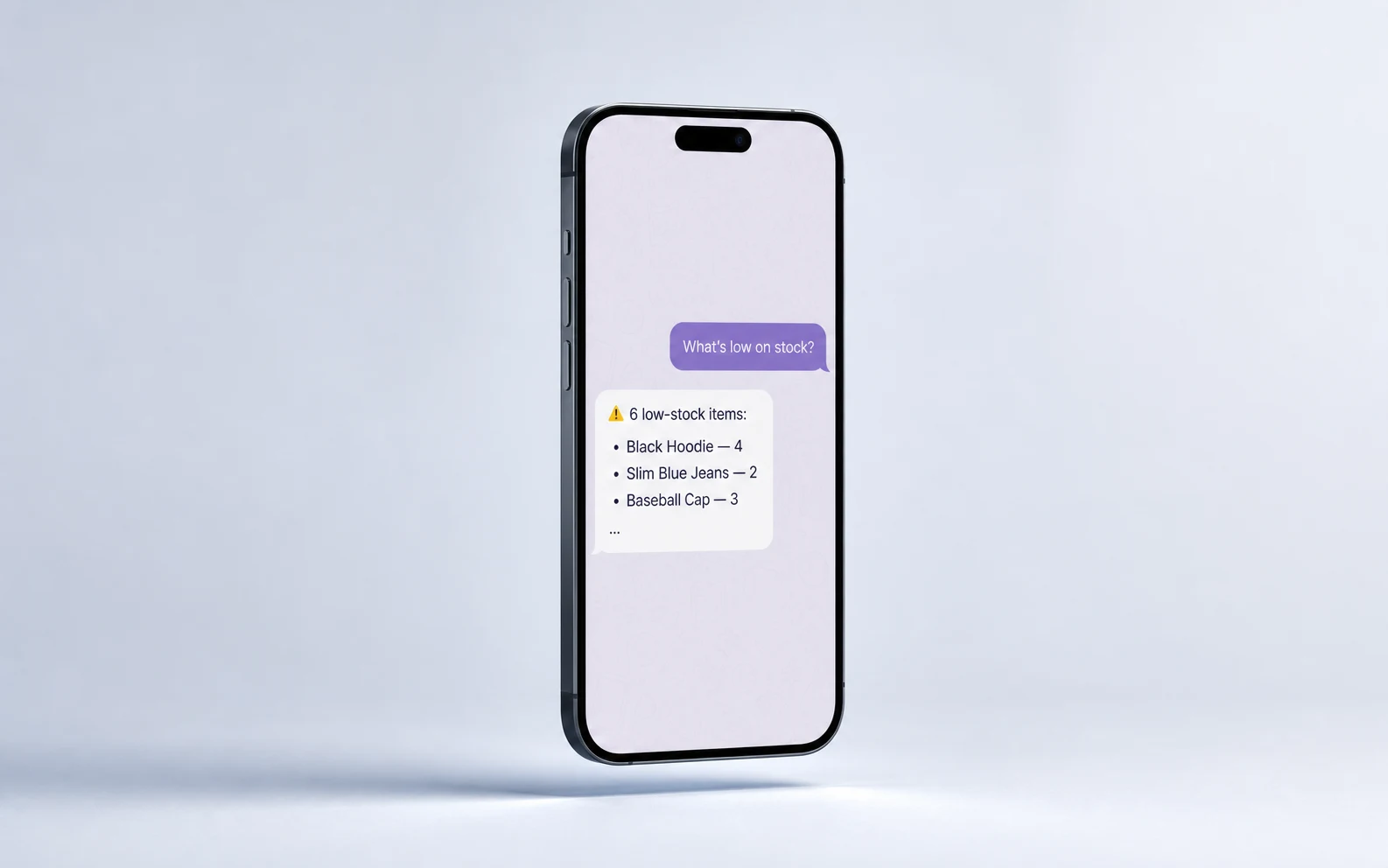 Merchant using Commerce AI with WooCommerce from a smartphone