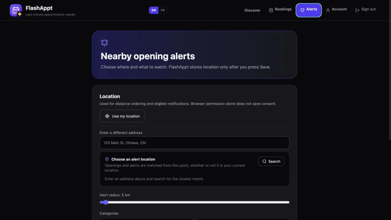 FlashAppt Nearby-opening alerts