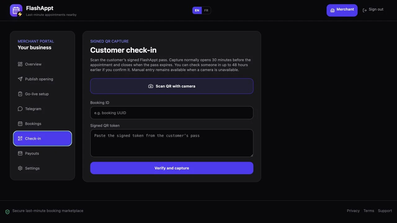 FlashAppt Secure customer check-in